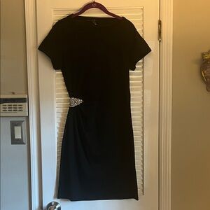 Express Black Midi Dress with Beaded Waist Accent